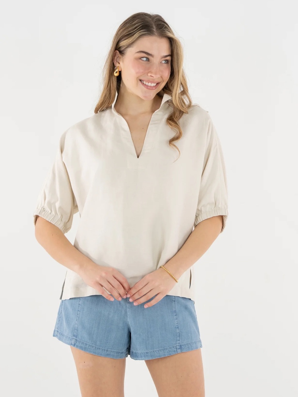 Emily McCarthy Poppy Top in Sandshell Linen - NWT!